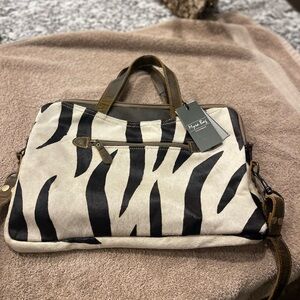 Zebra Print Handbag with Brown Accents (animal hide)